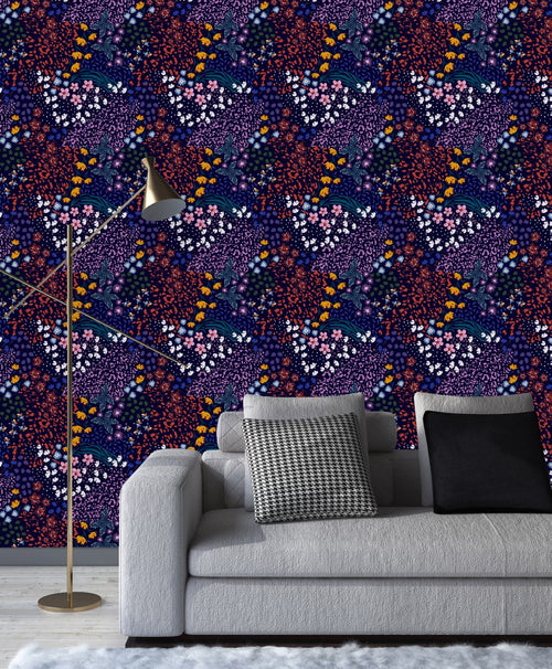 Brightly Floral Wallpaper and Dots