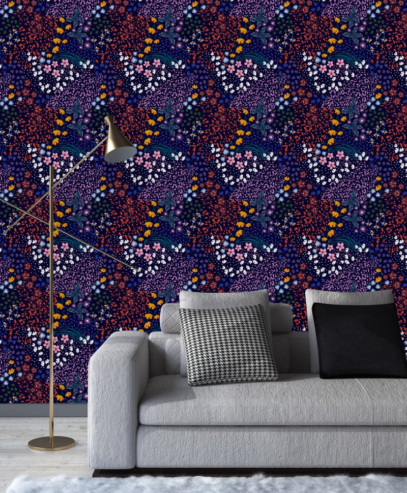 Brightly Floral Wallpaper and Dots