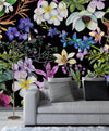 Colorful Wildflowers on Black Background Wallpaper