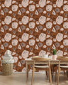 Brown Abstract Floral Wallpaper