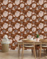 Brown Abstract Floral Wallpaper
