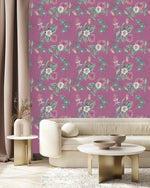 Contemporary Pink Wallpaper with Flowers