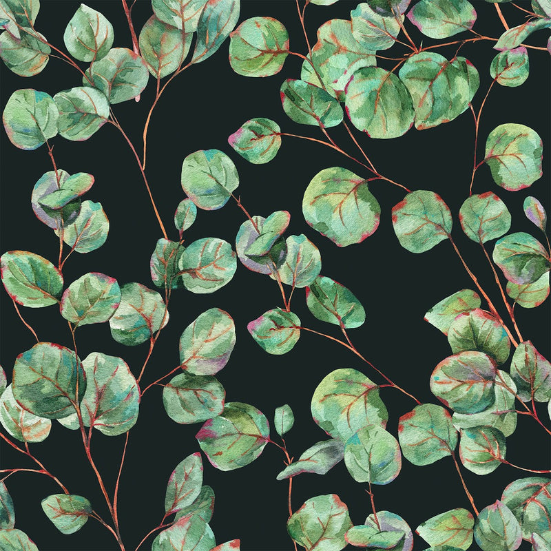 Black Wallpaper with Poplar Leaves