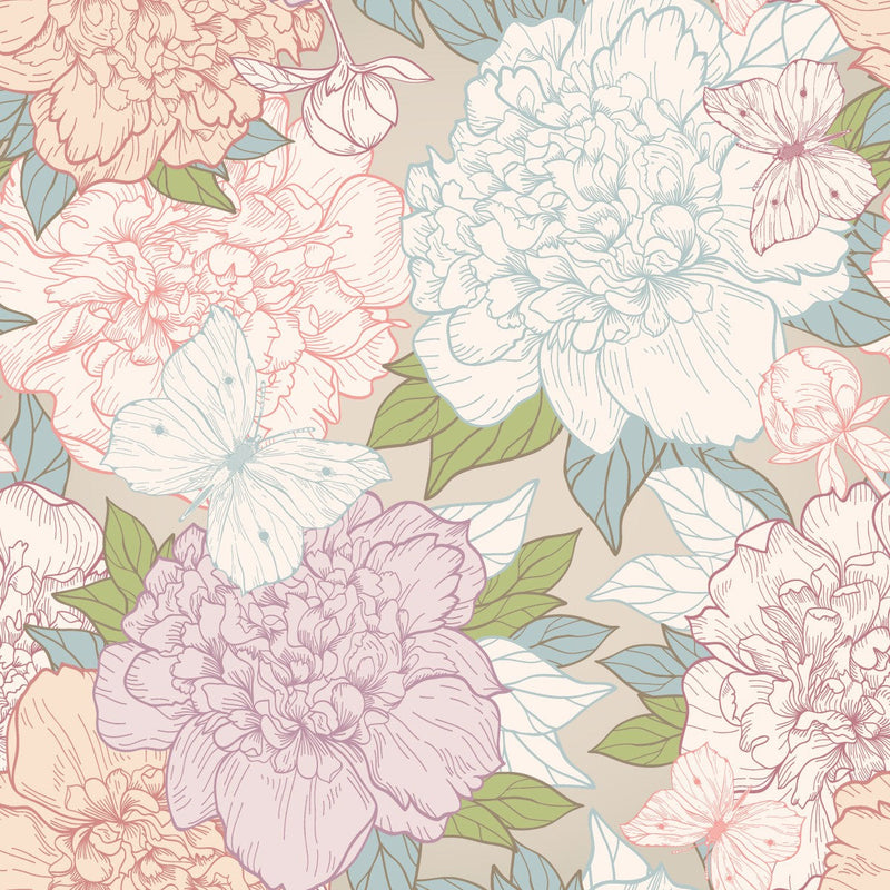 Pastel Colors of Peonies Wallpaper