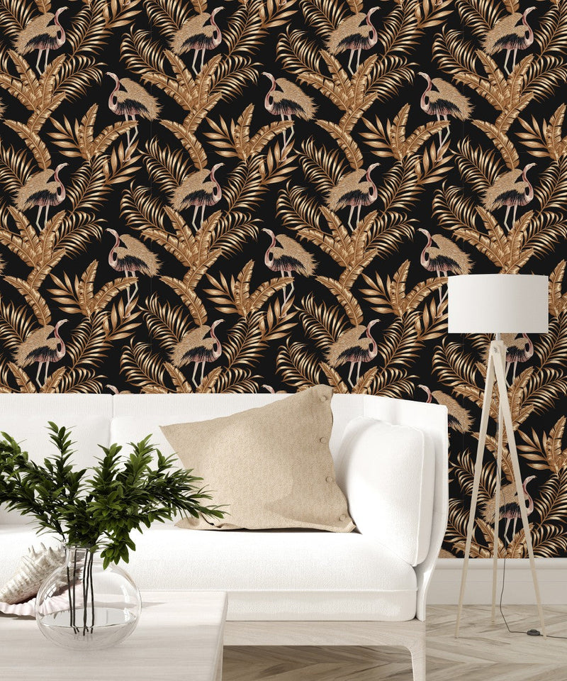 Gold Flamingos Wallpaper