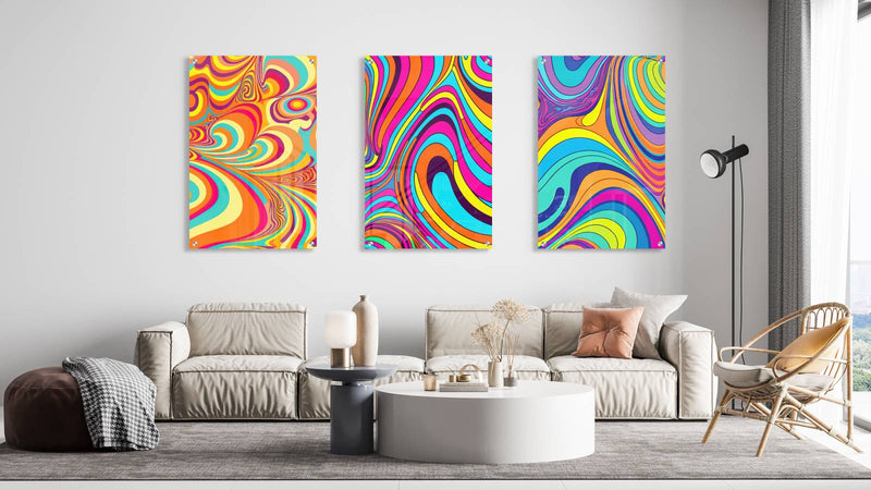 Brightly Colors Set of 3 Prints Modern Wall Art Modern Artwork