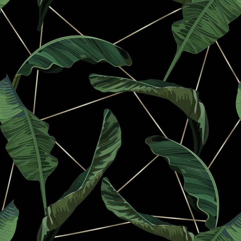 Palm Leaves on Black Wallpaper