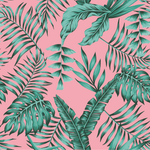 Pink Wallpaper with Exotic Leaves