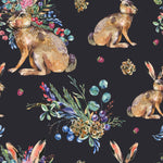 Hares and Botanical Bouquet Wallpaper