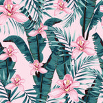 Pink Wallpaper with Orchid Flowers