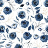 Fashionable Dark Blue Flowers Wallpaper Fashionable