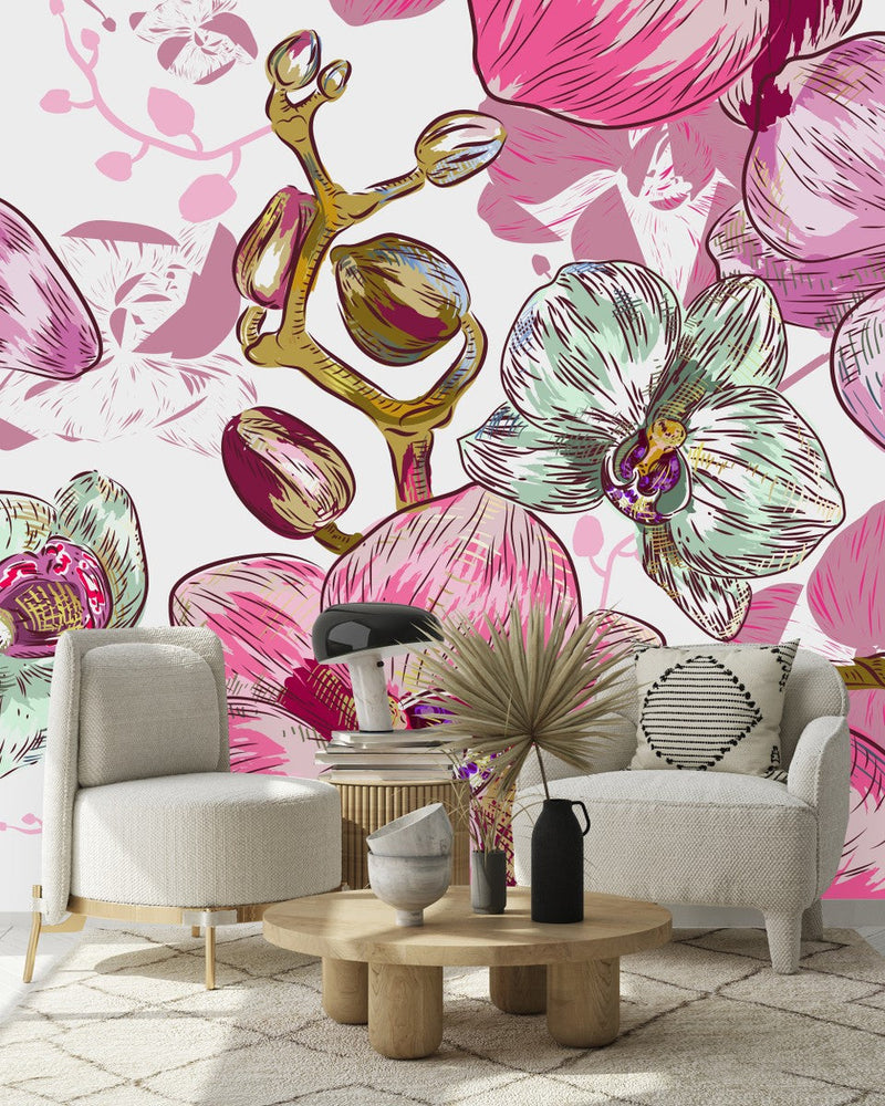 Pink Orchid Flowers Wallpaper