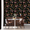 Flowers and Gold Fish Pattern Wallpaper