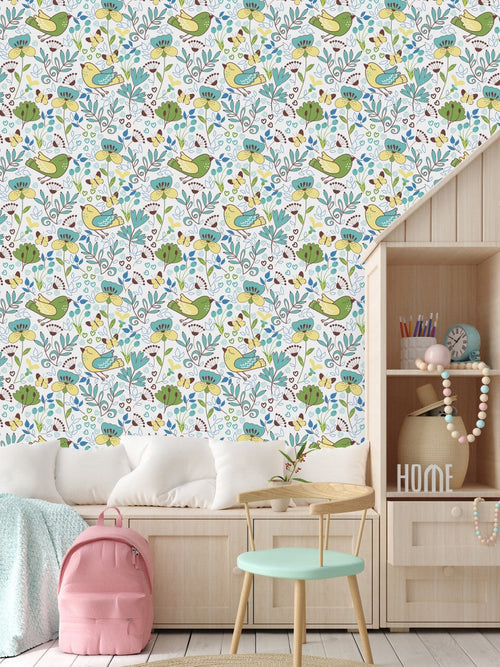 Birds and Leaves Wallpaper