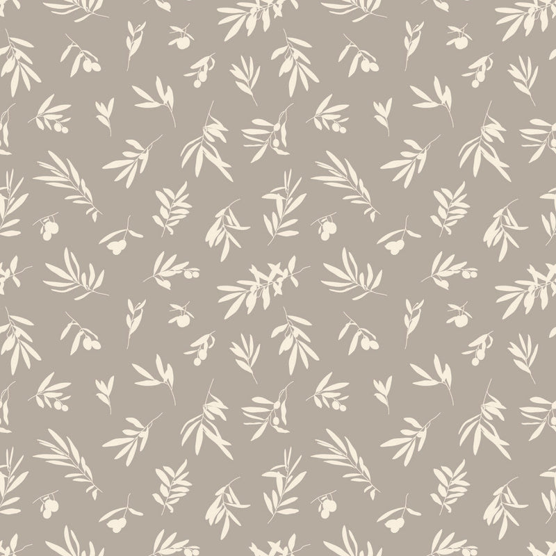 Grey Wallpaper with Olive Leaves