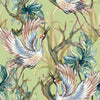 Green Wallpaper with Birds