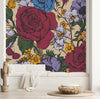 Beige Wallpaper with Red Roses