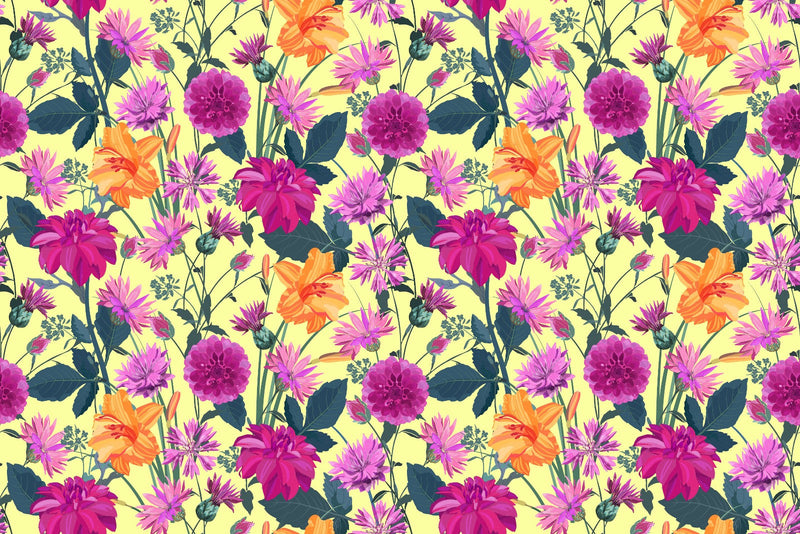 Brightly Pink and Orange Flowers Wallpaper