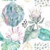 Protea and Geometrical Pattern Wallpaper