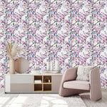 White Wallpaper with Apricot Tree