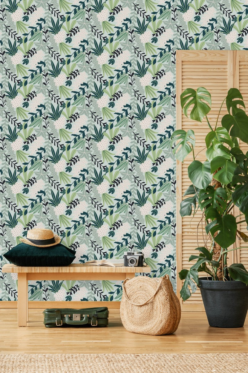 Elegant Green Leaves Wallpaper Fashionable Quality