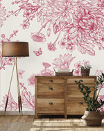 Contemporary Red Flowers Wallpaper Tasteful