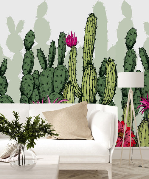 Elegant Modern Cactus Wallpaper