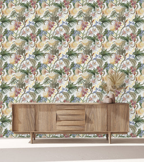 Contemporary Exotic Floral Wallpaper