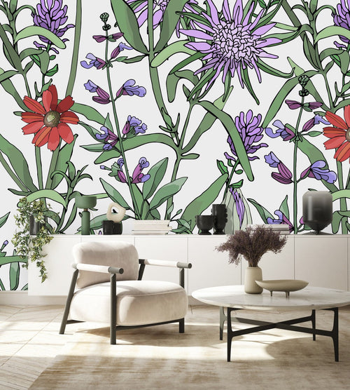 Attractive Purple Flowers Wallpaper Fashionable