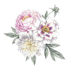 White Wallpaper with Three Flowers