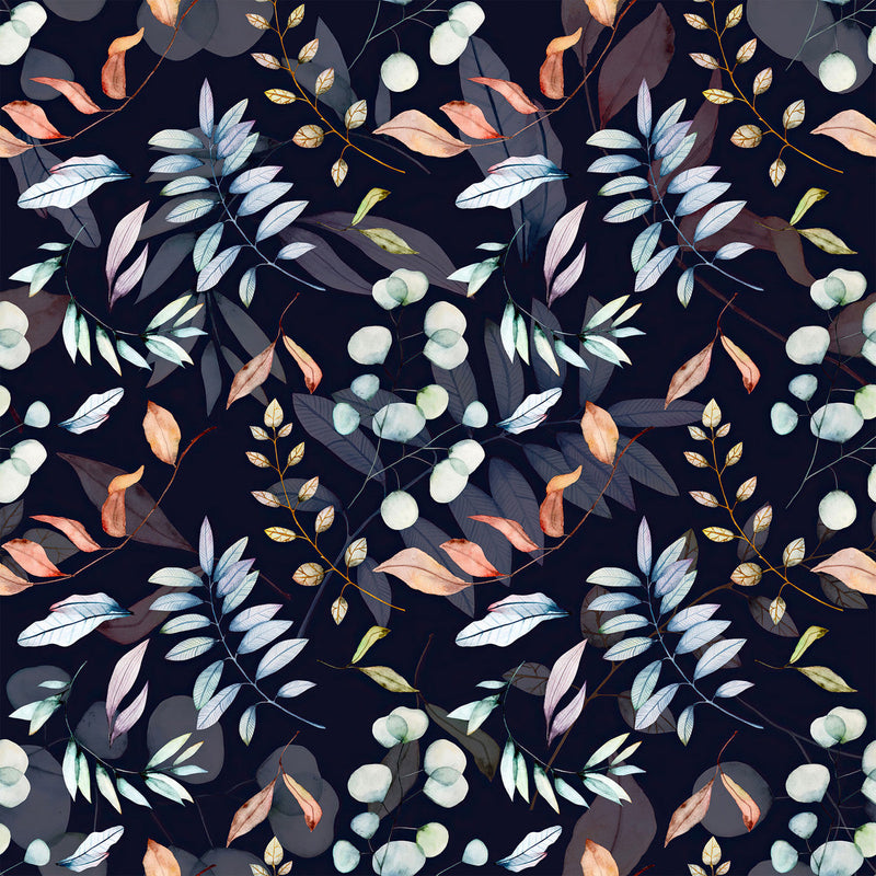 Elegant Leaves on Dark Wallpaper Tasteful