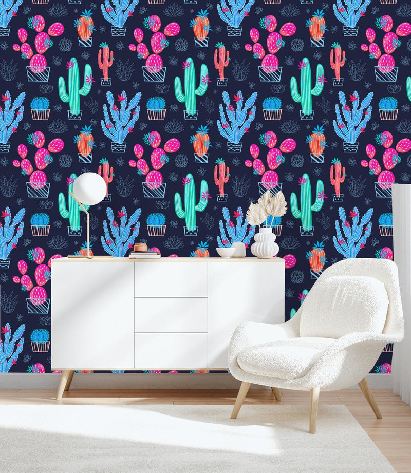 Brightly Multicolored Cactus Wallpaper