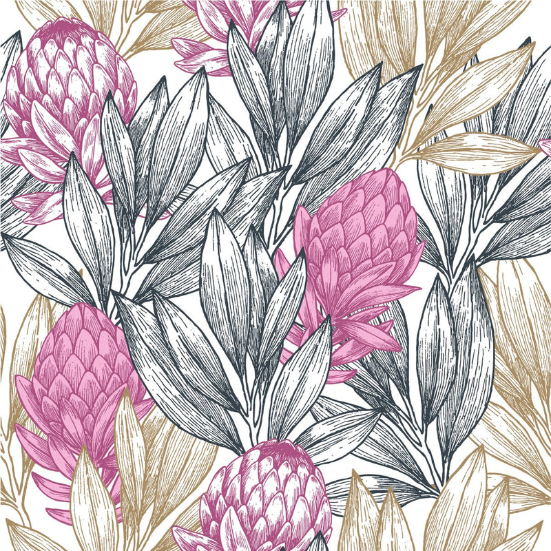 White Wallpaper with Protea