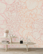 Peonies Outline Wallpaper