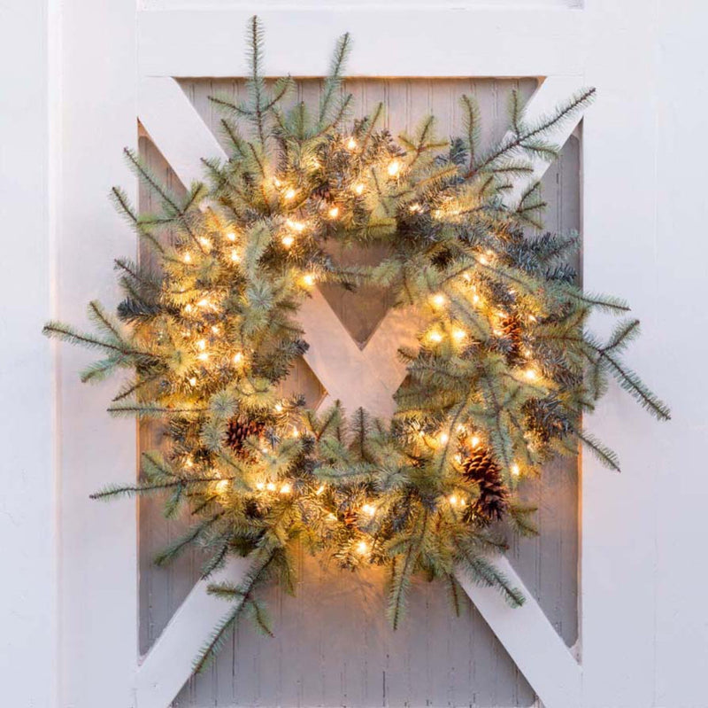Lovecup Blue Spruce Wreath with LED Lights L011