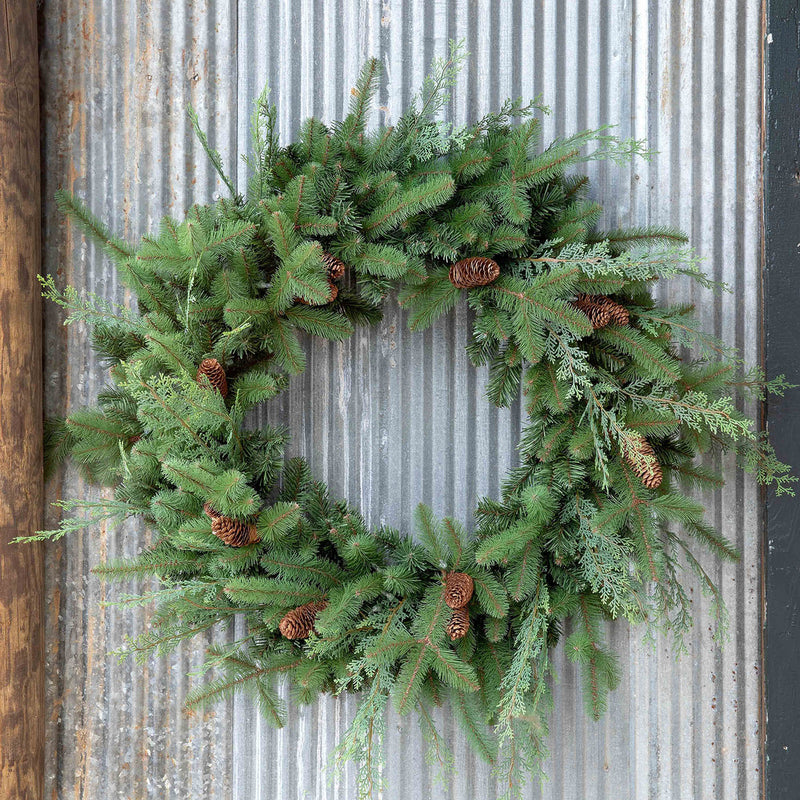 Lovecup Mixed Evergreen Wreath with LED Lights L672