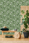 Stylish Tropical Green Leaves Wallpaper Tasteful