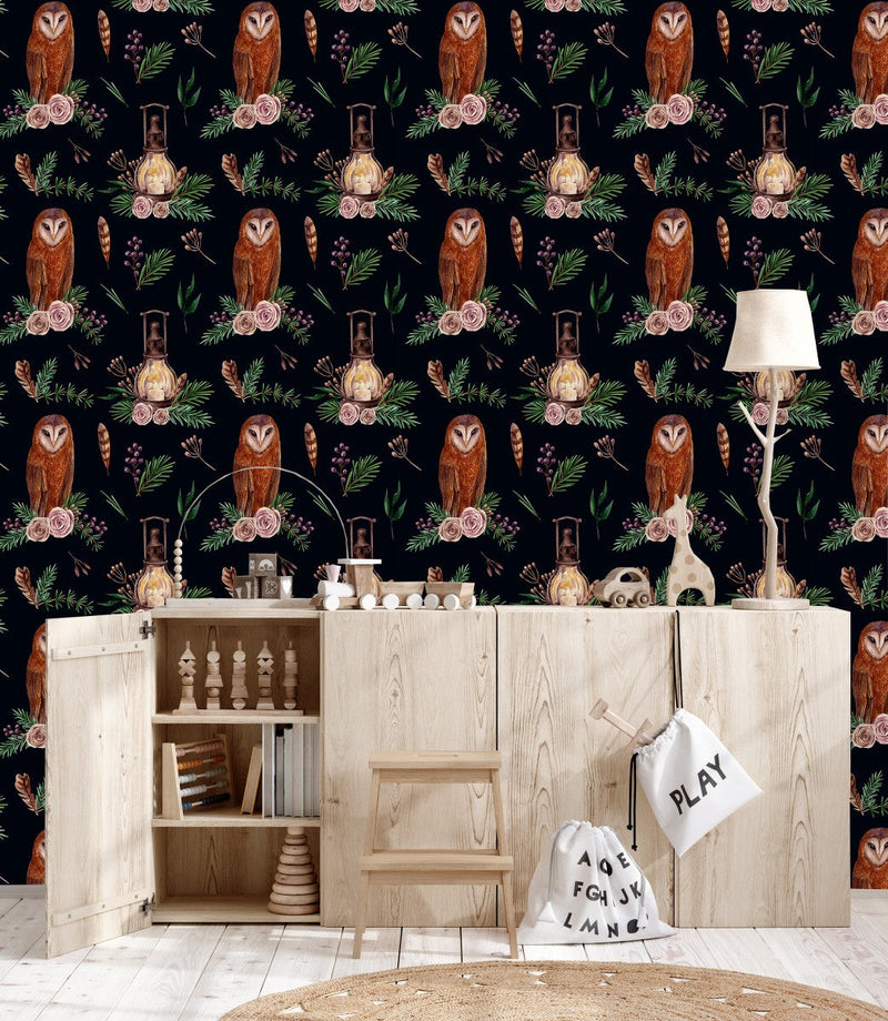 Dark Wallpaper with Owl