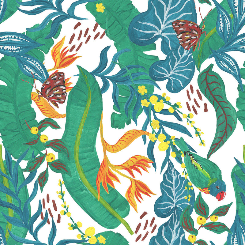 Parrots and Butterflies Wallpaper