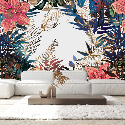 Plants with Butterflies Wallpaper