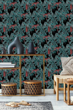 Black Wallpaper with Palms