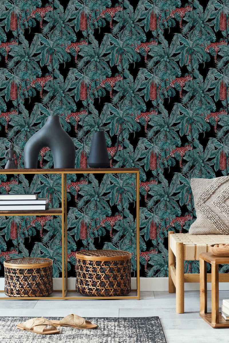 Black Wallpaper with Palms