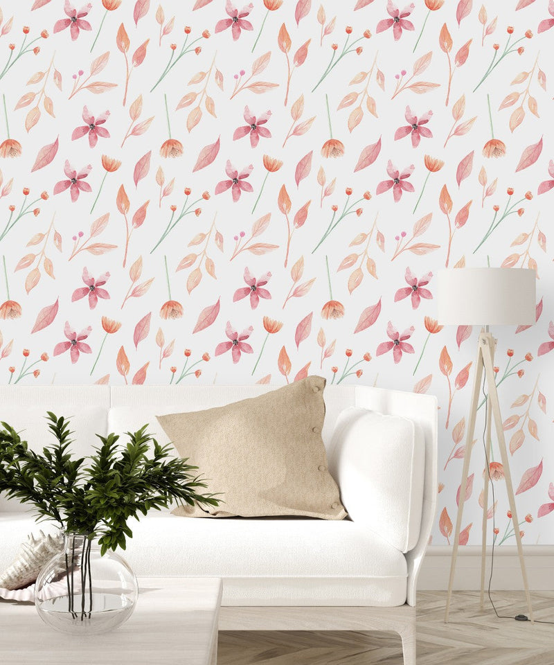 Contemporary Watercolor Wildflowers Wallpaper Fashionable