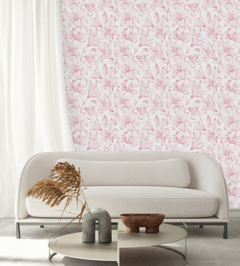 Stylish Pink Lilies Wallpaper Chic