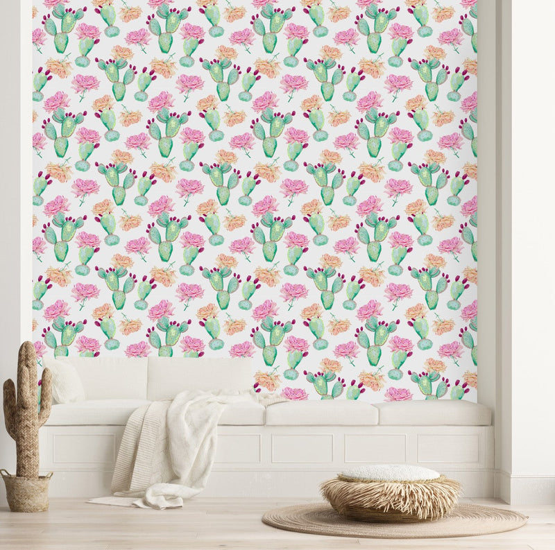 Cactus with Flowers Wallpaper