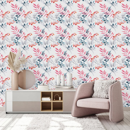 Stylish Leaves on White Wallpaper Smart