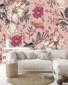 Modish Pink Flowers Wallpaper Chic
