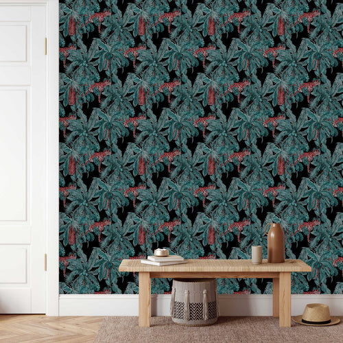 Black Wallpaper with Palms