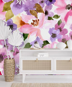Pink Watercolor Flowers Wallpaper