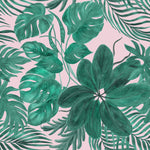 Pink Wallpaper with Green Plants